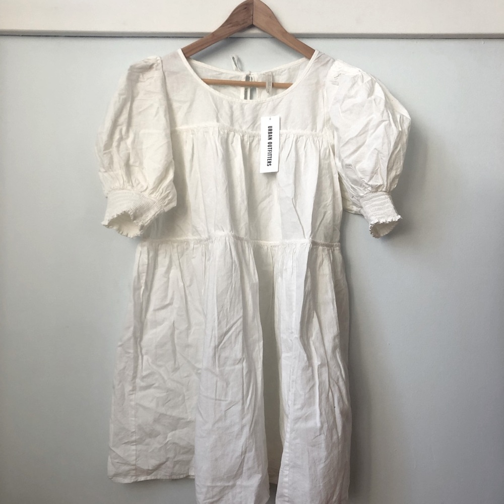 Urban Outfitters White Puffed Sleeve Dress
